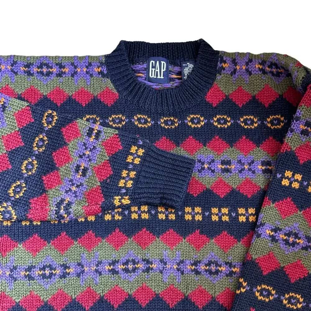 GAP Multicolor Patterned Crewneck Sweater